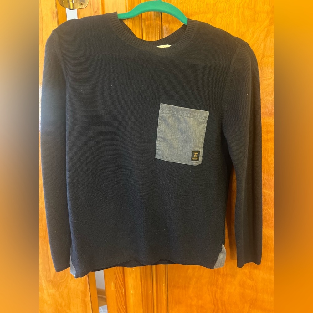 Zara boys navy thin sweater size 11-12 denim pocket